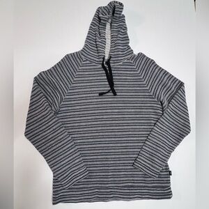 Onia Striped Hoodie Medium Blue White Pullover Cotton Casual Lightweight